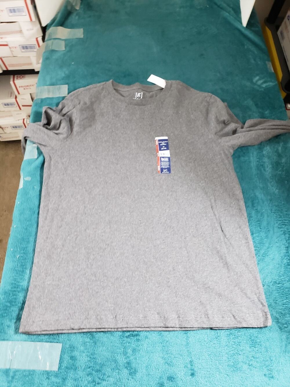 George Shirt Size Medium Men Gray Cotton Tee Basic Long Sleeve Top NWT